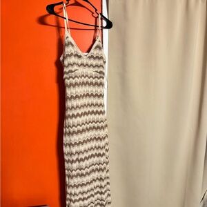 Hollister White and Gray Sheath Maxi Dress Spaghetti Strap